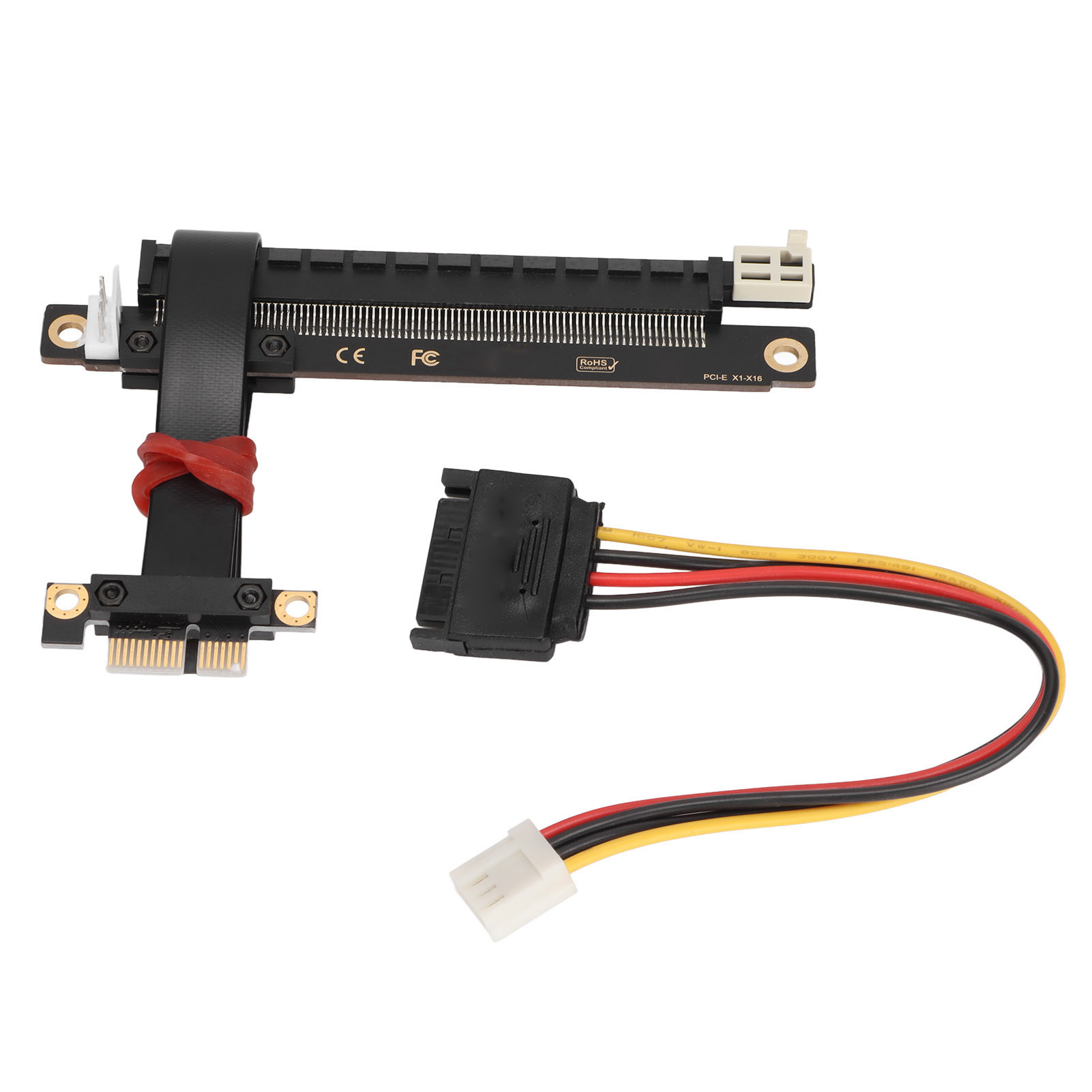20 Cm Pcie-verlängerungskabel, 32 Gbit/s Übertragungsrate, Schwarzer Pci E 3.0 X1 Adapter Für Grafikkarte, Soundkarte Und Netzwerkkarte, Mit Sata-stromkabel.