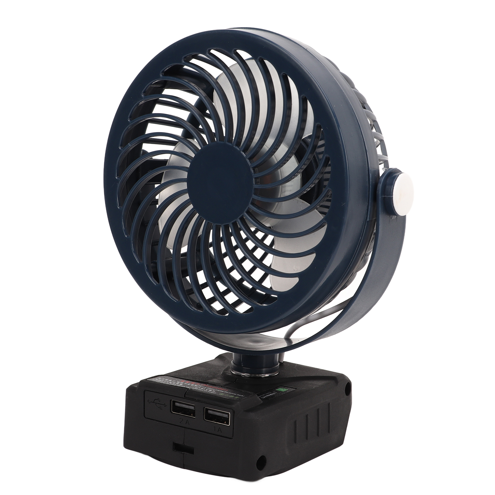 5-zoll-akku-tischventilator, Kleiner Batteriebetriebener Ventilator Mit 2 Usb-ladeanschlüssen, Dunkelblau