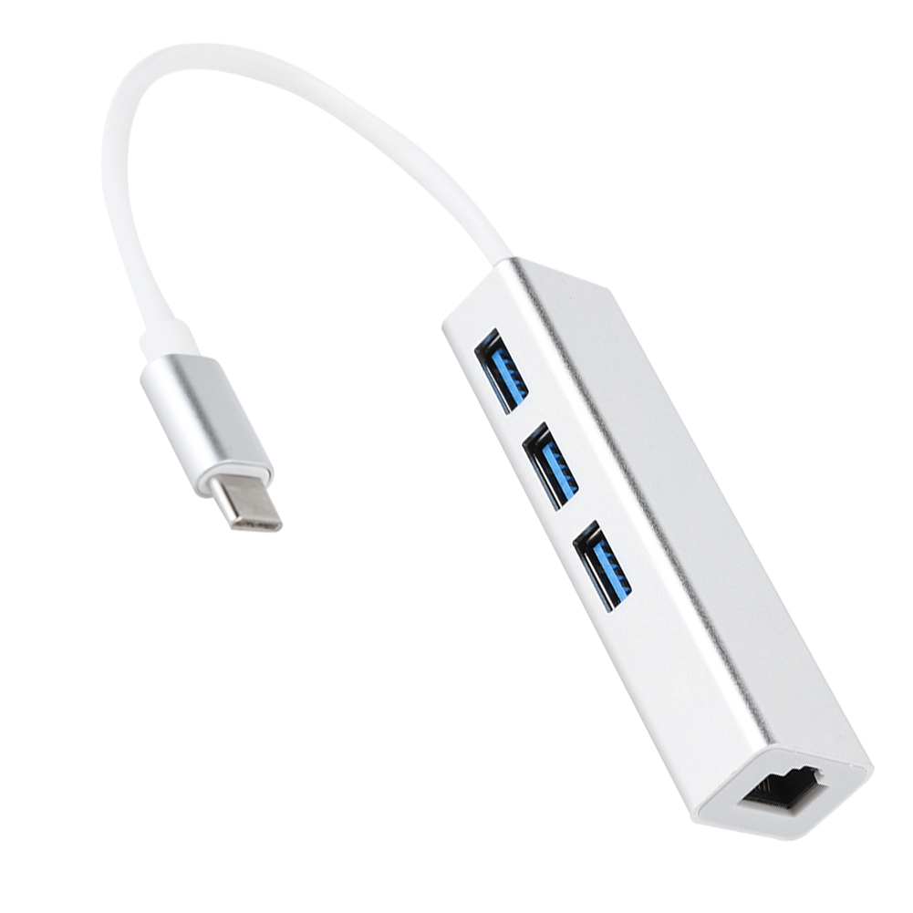 Usb 3.0-zu-ethernet-adapter Mit 3-port-usb-typ-c-hub Auf Gigabit-ethernet-rj45-lan