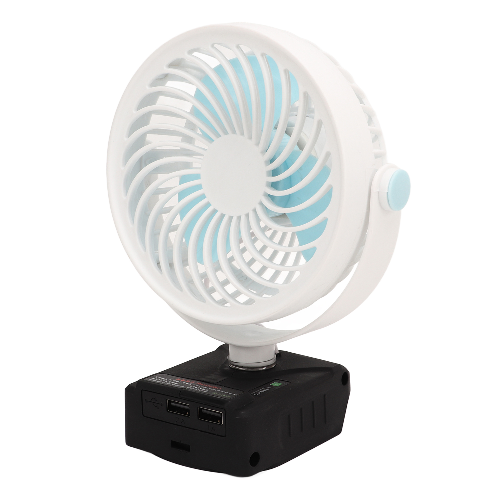 5-zoll-akku-tischventilator, Kleiner Batteriebetriebener Ventilator Mit 2 Usb-ladeanschlüssen, Weiß