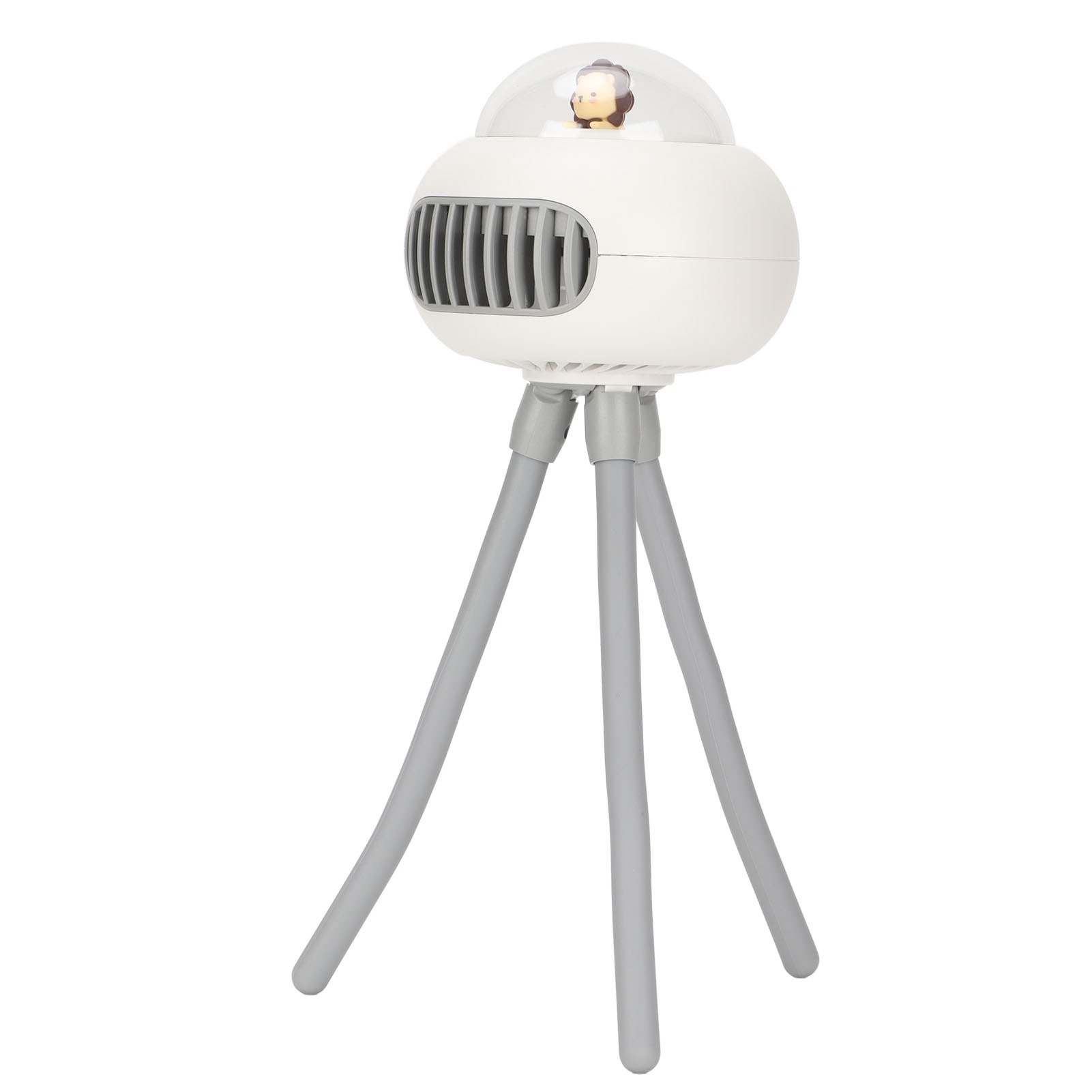 Tragbarer Kinderwagenventilator, Usb-aufladbar, 4 Geschwindigkeitsstufen, Leise, Stativdesign, 360° Horizontale Drehung, Weiß.