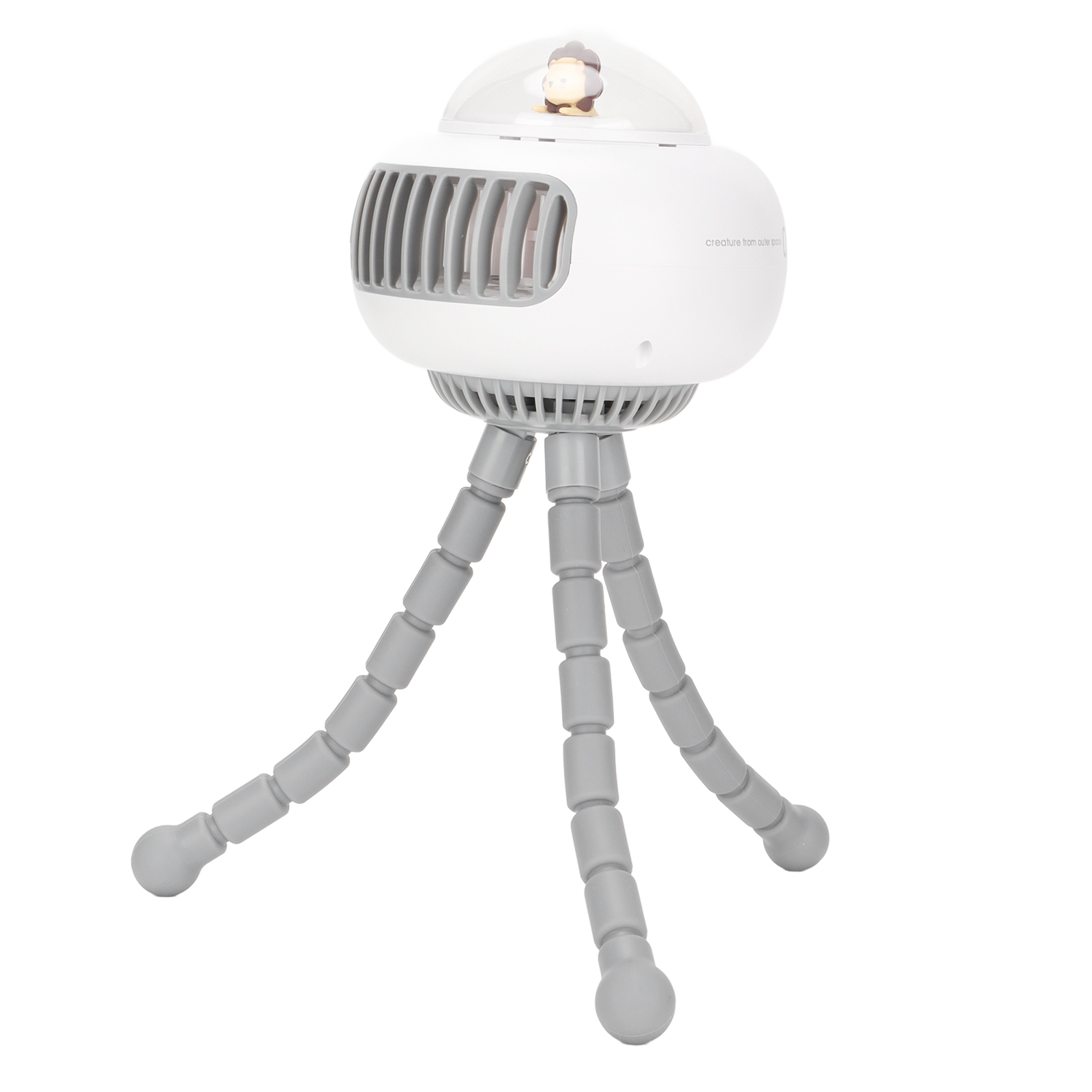 Tragbarer Kinderwagenventilator, Leise, 4 Geschwindigkeitsstufen, Usb-aufladbar, 130° Automatische Rotation, Weiß.