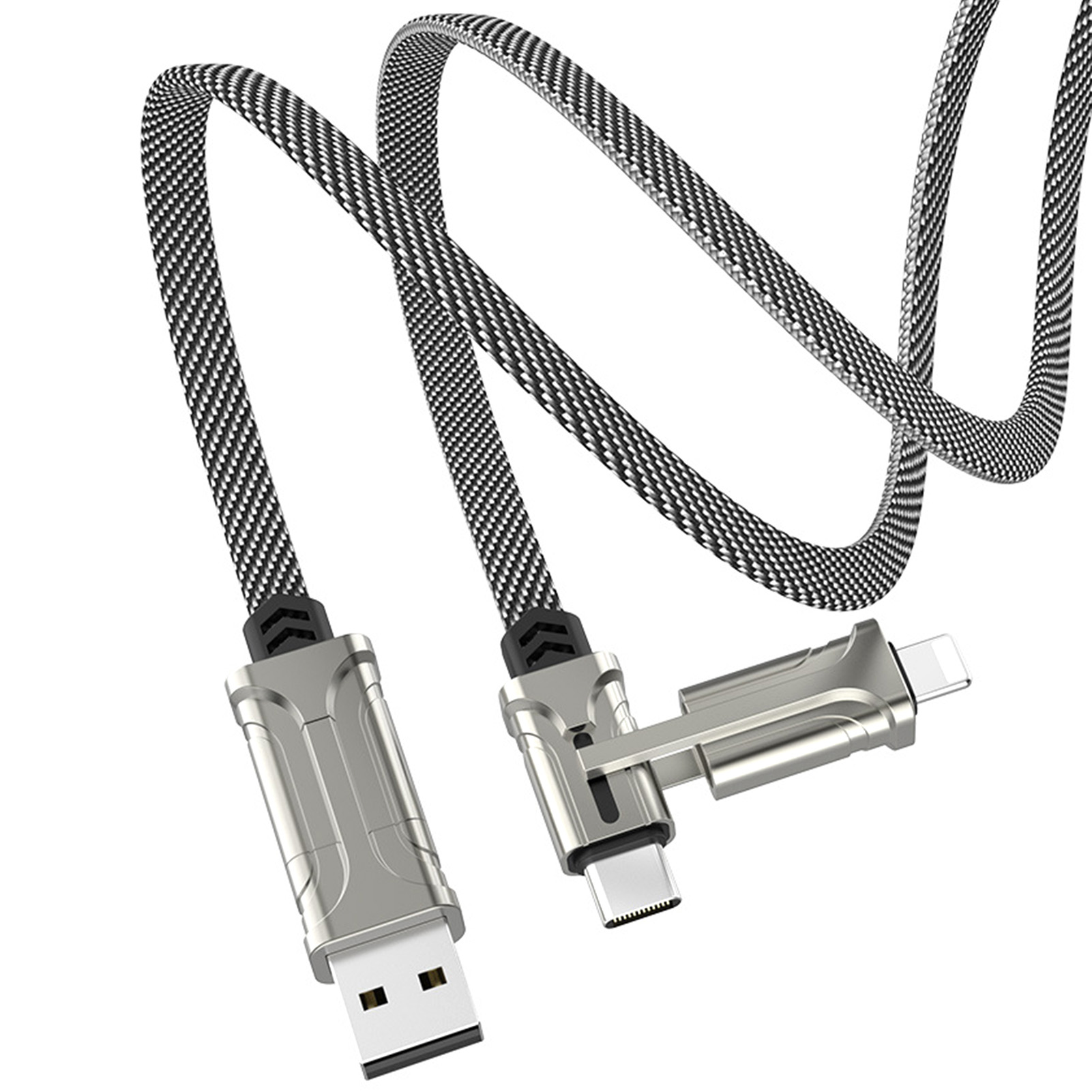 S22 4-in-1 Typ-c-pd-schnellladekabel Mit 60 W Lade- Und Datenfunktion, Multifunktional, Kompatibel Mit Ios Und Android, Grau Und Weiß.