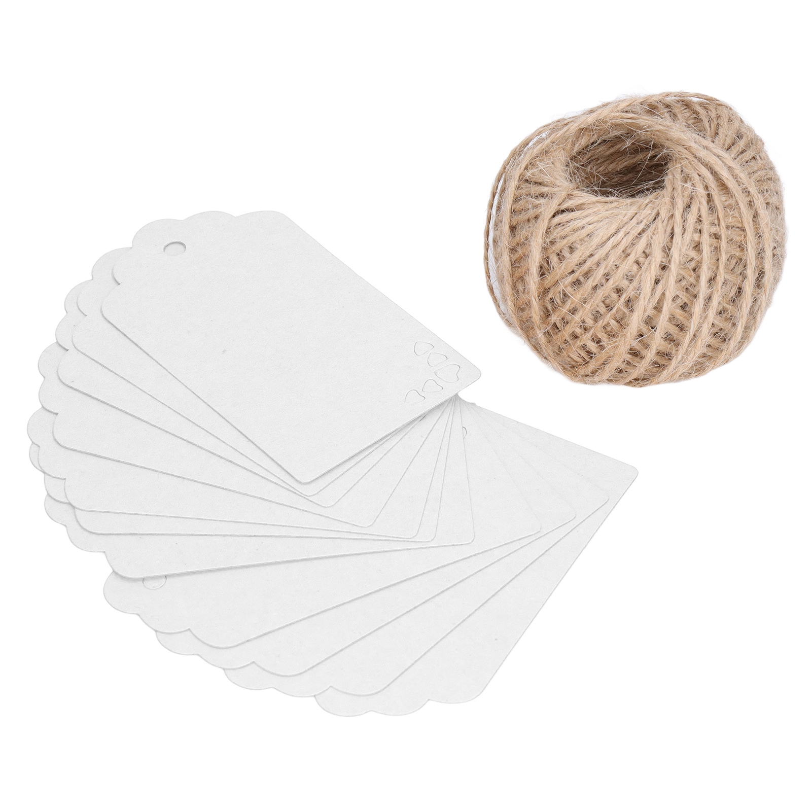 100 Doppelseitige Geschenkanhänger Aus Kraftpapier Mit 30 M Juteschnur, Für Kleidung, Bastelarbeiten, Hochzeiten, Weihnachten Und Thanksgiving (weiß).