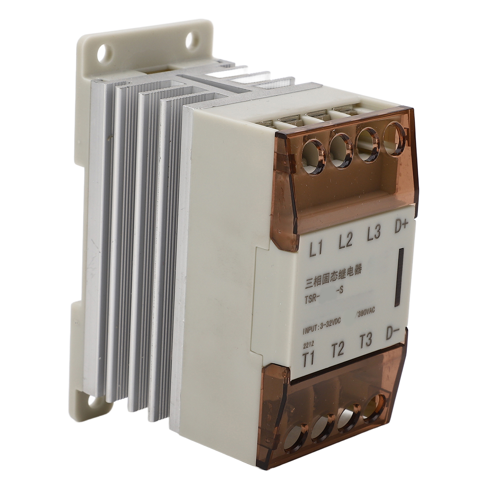 Dreiphasiges Halbleiterrelais Mit Kühlkörper, Steuerspannung 3–32 V Dc, Lastspannung 24–380 V Ac, Weißes Gehäuse, 40 A, Tsr 40da S