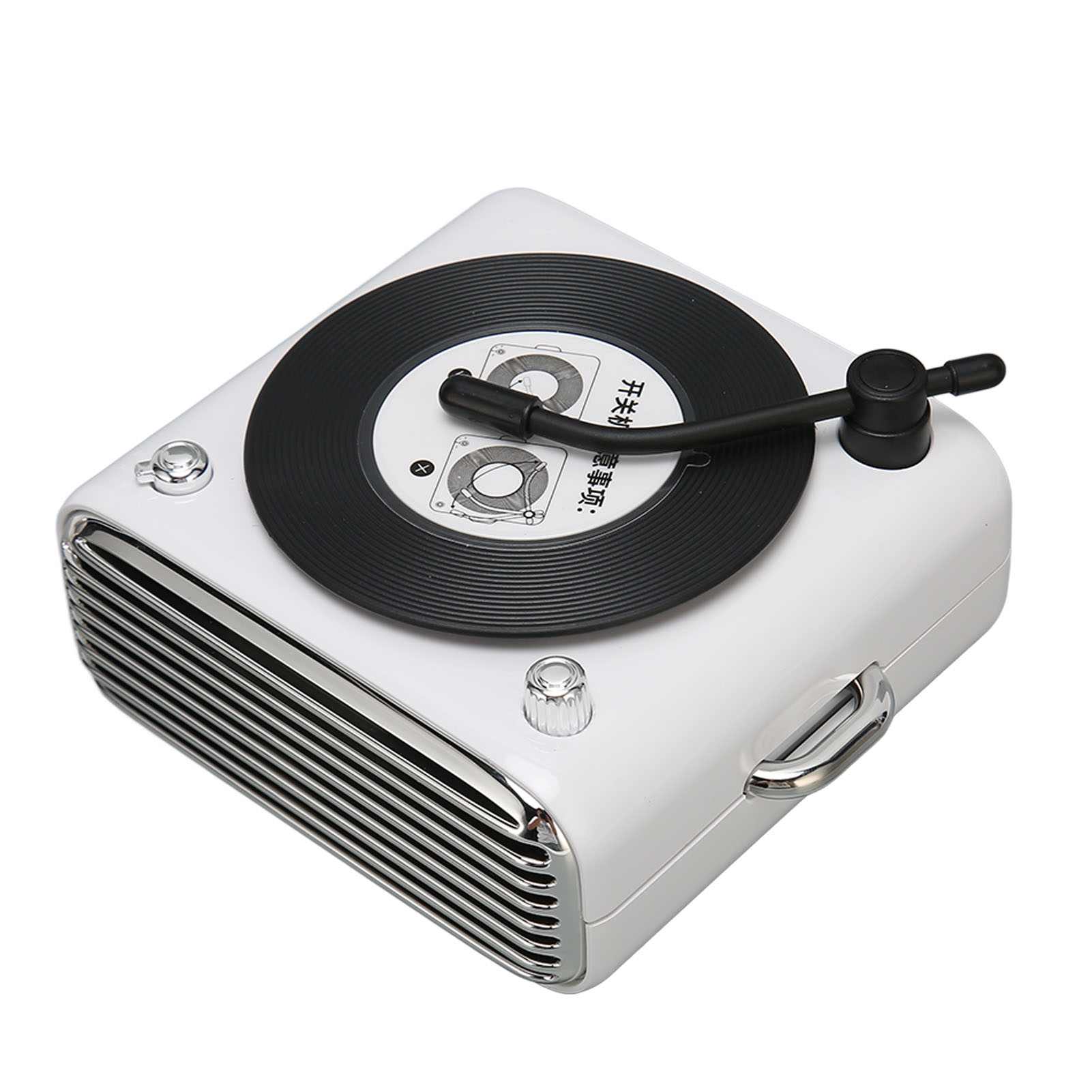 Bluetooth-5.0-lautsprecher Im Vintage-stil Mit Vinyl-schallplattenspieler-design, Kraftvoller Klang, Kabellos, Weiß