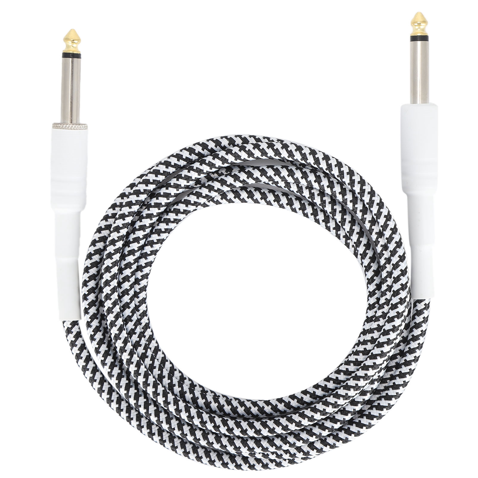 Instrumentenkabel Mit 6,35-mm-stereo-klinkenstecker Für E-gitarre, Bass, Keyboard, Mischpult Und Lautsprecher. Weiß. Länge: 2 M.