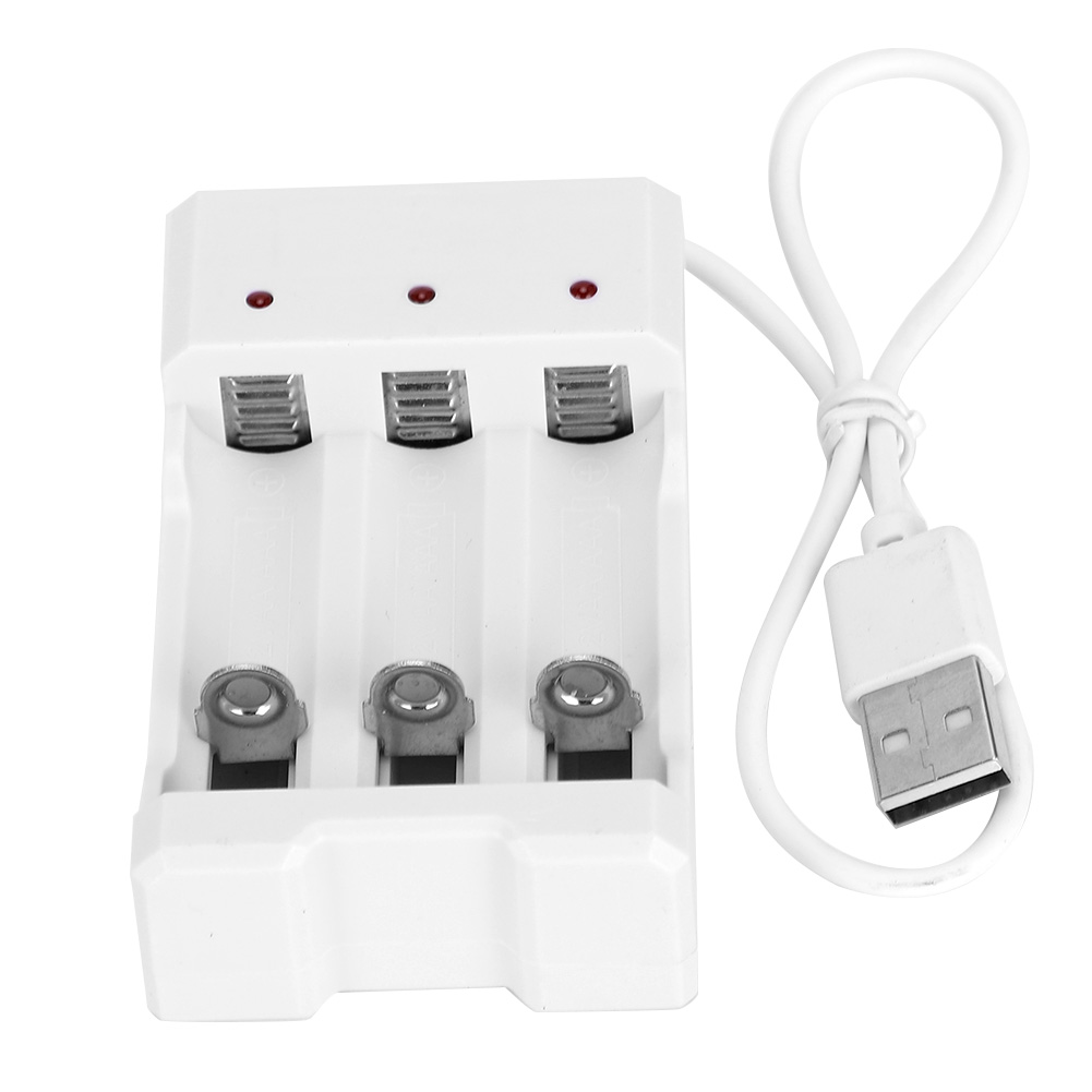 Weißes A03 Usb-ladegerät Aus Umweltfreundlichem Abs, Hitzebeständig, Kompatibel Mit Aa- Und Aaa-batterien.