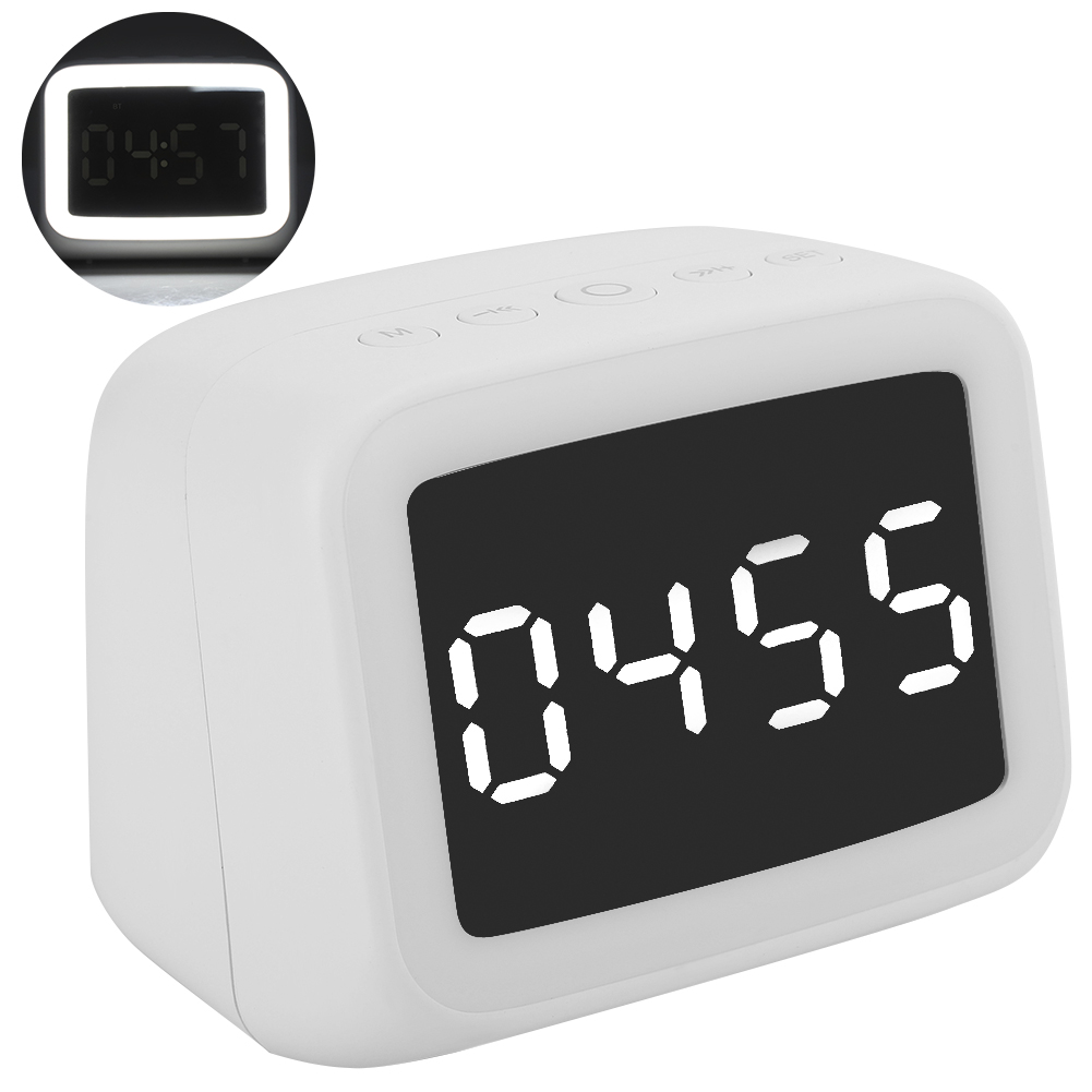 Bt511 Bluetooth 5.0 Drahtloser Tragbarer Lautsprecher Mit Fm-radio, Led-zeitanzeige, Wecker, Nachtlicht Und Thermometer (weiß).