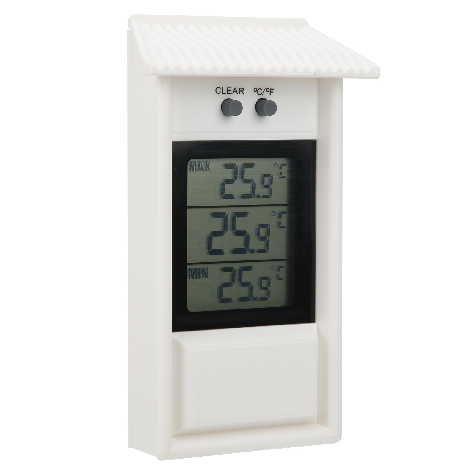 Wasserdichtes Digitales Außenthermometer Für Den Garten, Weiß, Mit Haken