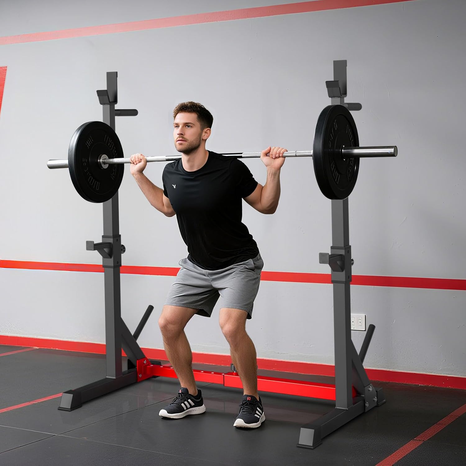 Squat Rack Hantelständer, Kniebeugenständer, Verstellbare Langhantelablage Höhenverstellbar, Multifunktions Barbell Rack Für Für Sportstudio Zuhause Gewichtheben Bankdrücken Bis 250 Kg