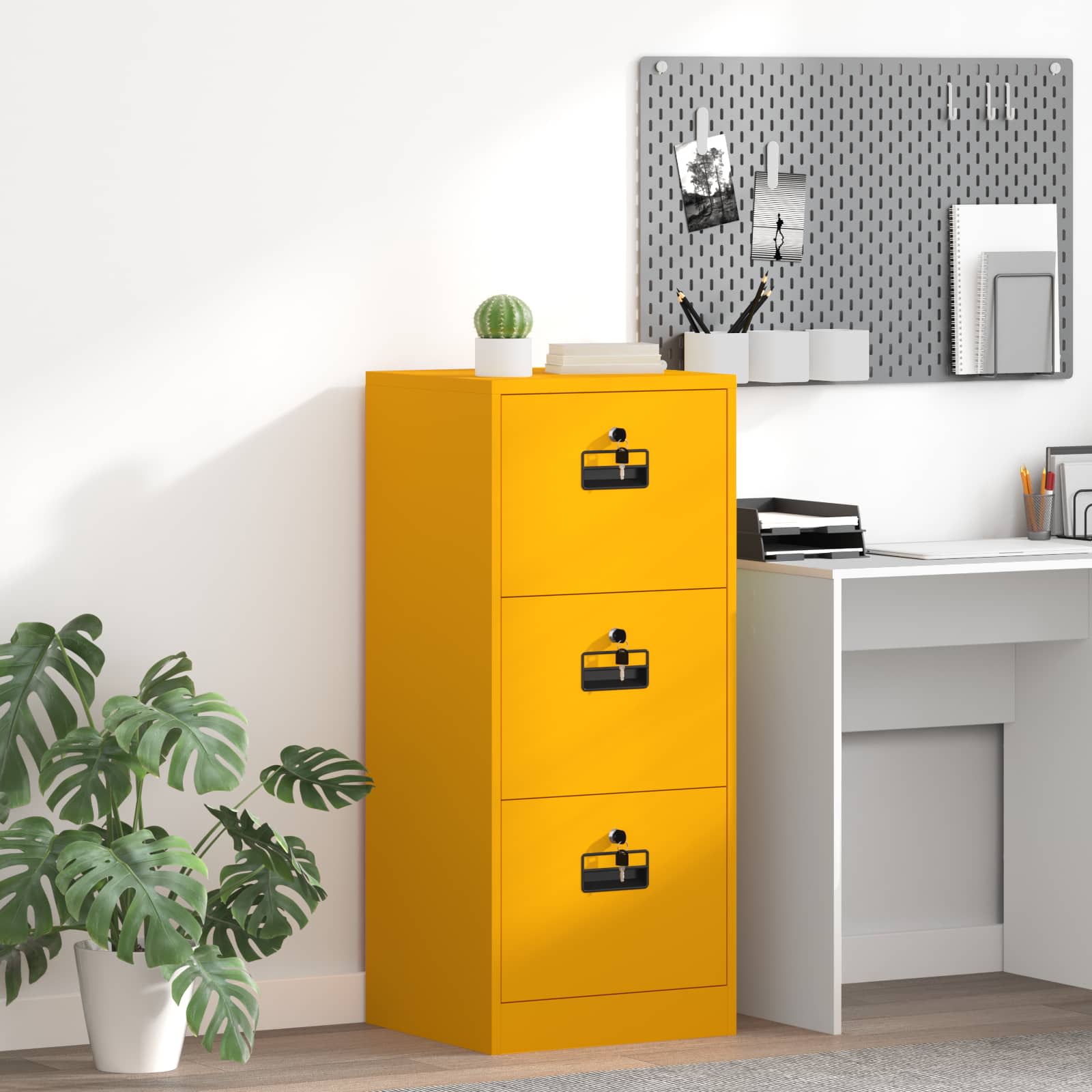 Aktenschrank Senfgelb 45,5 X 42 X 106,5 Cm Kaltgewalzter Stahl