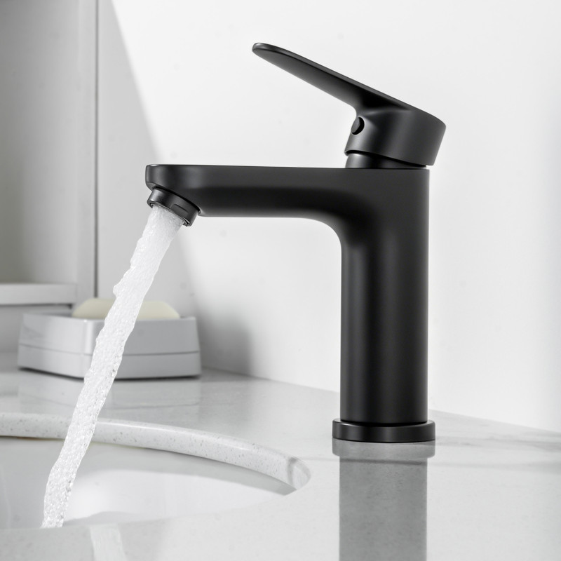 Waschtischarmatur Cecipa Max, Badarmatur Mit Auslauf Höhe 106 Mm, Wasserhahn Bad Waschbecken Wassersparend, Schwarz S