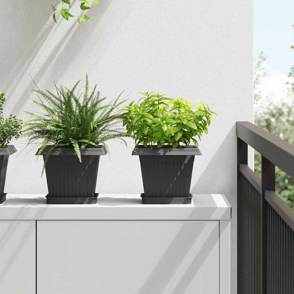 Vidaxl Blumentöpfe 6 Pcs Schwarz 20 X 20 X 16 Cm Kunststoff