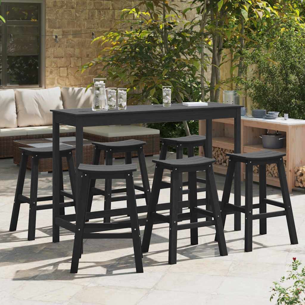 Vidaxl Garten Bar Set 6 Pcs Schwarz Hdpe