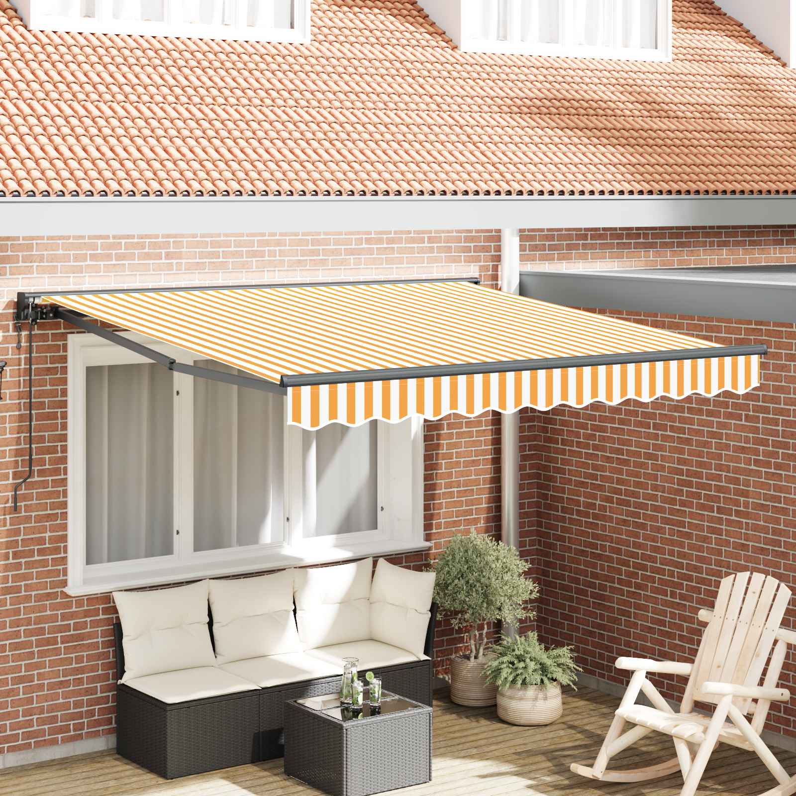 Vidaxl Cadre D'Auvent Jaune Et Blanc 300 X 250 Cm