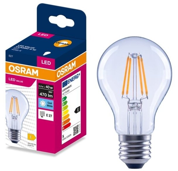 Ampulle Osram Value Classic E27 P 40 4.2w 470 Lumen