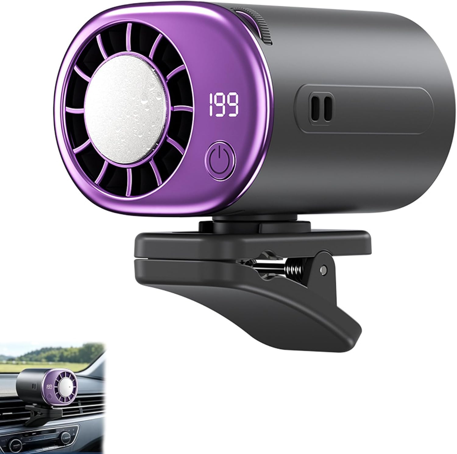 Tragbarer Lüfter – Usb-aufladbar, 199 Geschwindigkeitsstufen, Led-licht – Kühlgerät Für Suvs Und Lkws – Grau