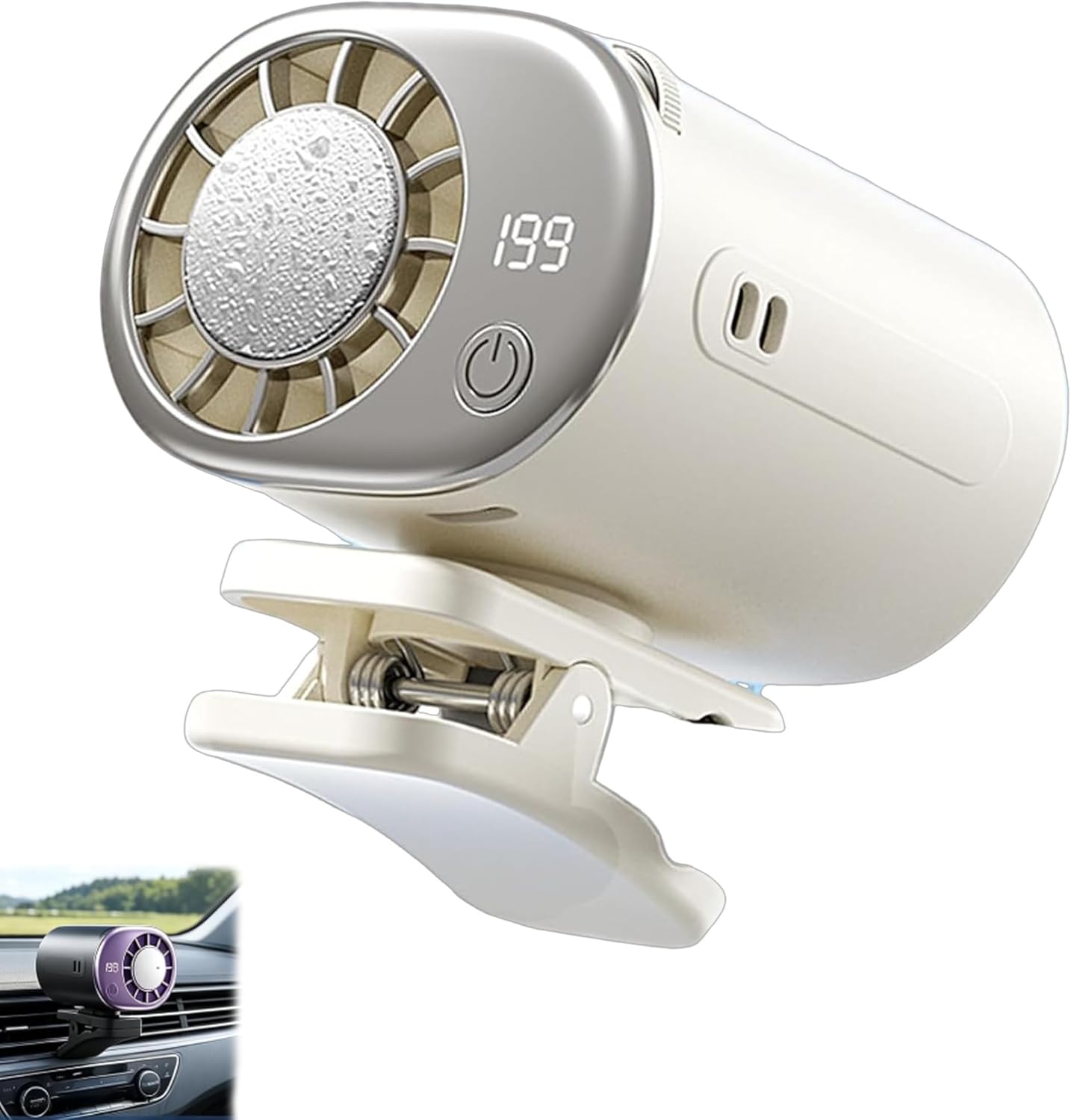 Tragbarer Lüfter – Usb-aufladbar, 199 Geschwindigkeitsstufen, Led-licht – Kühlgerät Für Suvs Und Lkws – Weiß