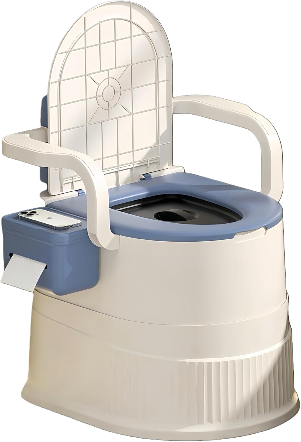 Tragbarer Camping-toilettenstuhl Mit Rückenlehne Und Deckel, Ergonomisches Design, Tragkraft 150 Kg, Leicht Zu Reinigen, Ideal Für Ältere Menschen, Schwangere, Camping Usw.