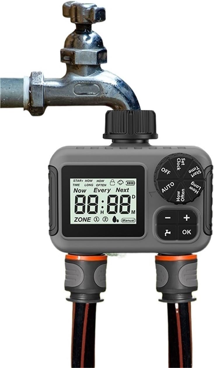 Automatischer 2-wege-bewässerungstimer Für Den Außenbereich, Zeitgesteuertes Wasserventil Mit Anzeige, Programmierbarer Bewässerungscontroller (us-version (npt))