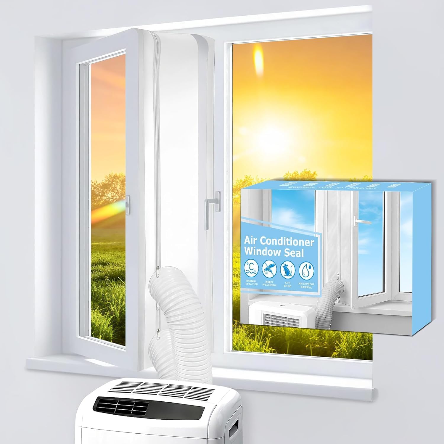 500 Cm Klimaanlagen-dichtungsset, Fensterdichtung Für Mobile Klimaanlagen Und Wäschetrockner, Kompatibel Mit Allen Mobilen Klimaanlagen, Doppelreißverschluss, Einfache Montage