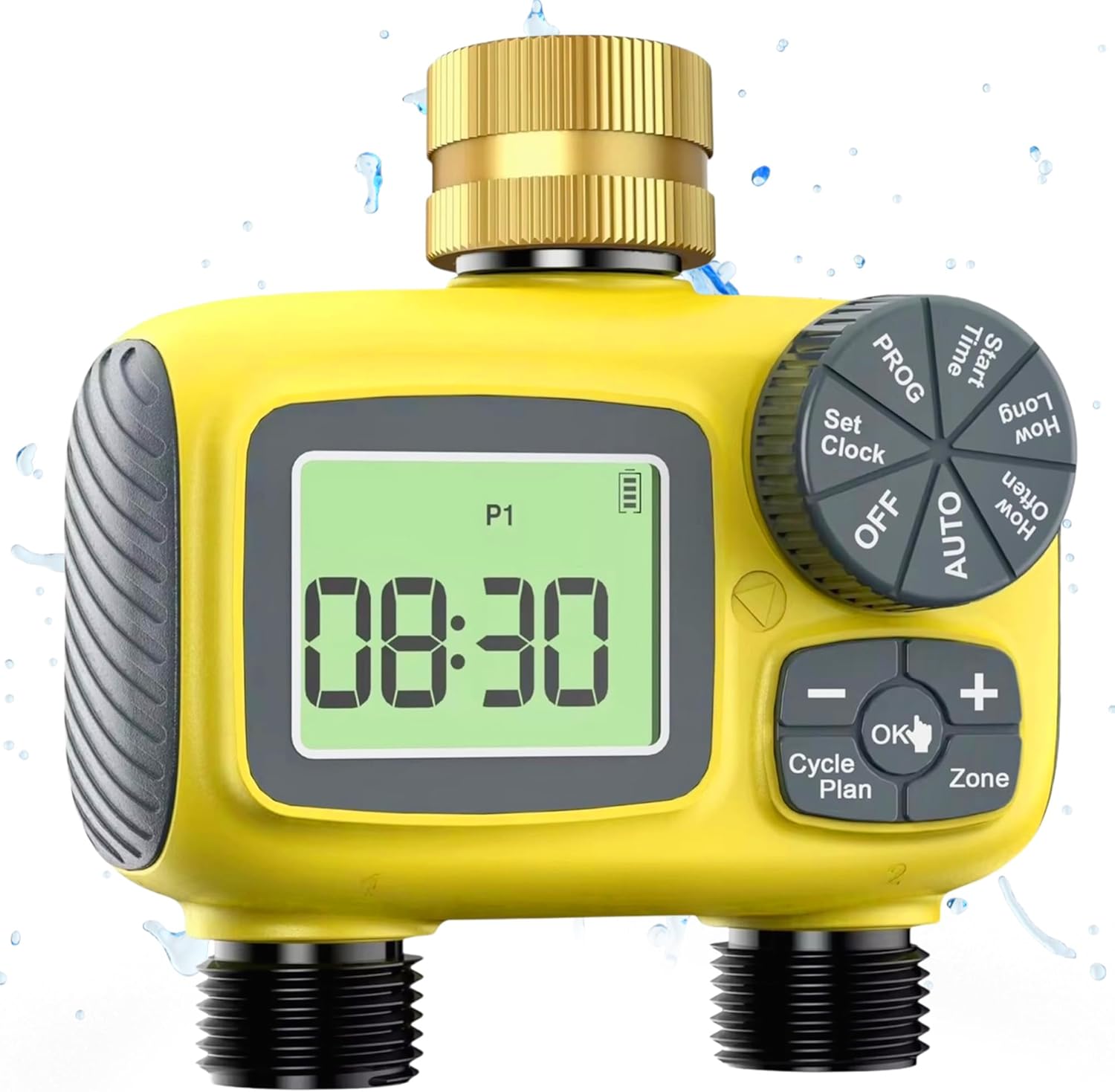Bewässerungstimer Mit 2 Ausgängen Für Verschiedene Zonen, Ip55 Wasserdicht, Regenverzögerung, Digitaler Timer, Intelligente Bewässerungssteuerung, Tropfbewässerungsschlauch, Bewässerungstimer