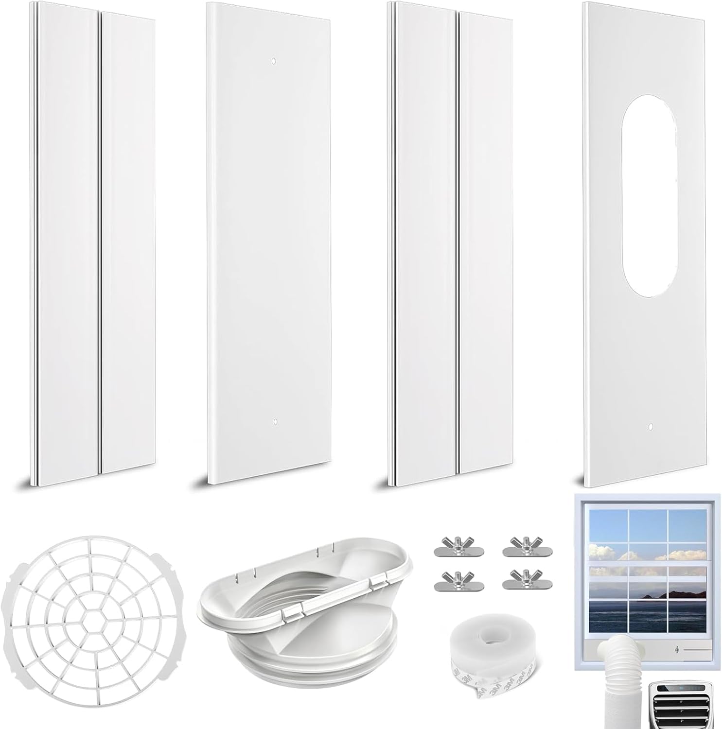 Set Mit 4 Fensterdichtungen Für Klimaanlagen, Rollläden, Fensterdichtungen Für Mobile Klimageräte, Verstellbare Fensterdichtungsplatte, Fensterabluftschlauchadapter