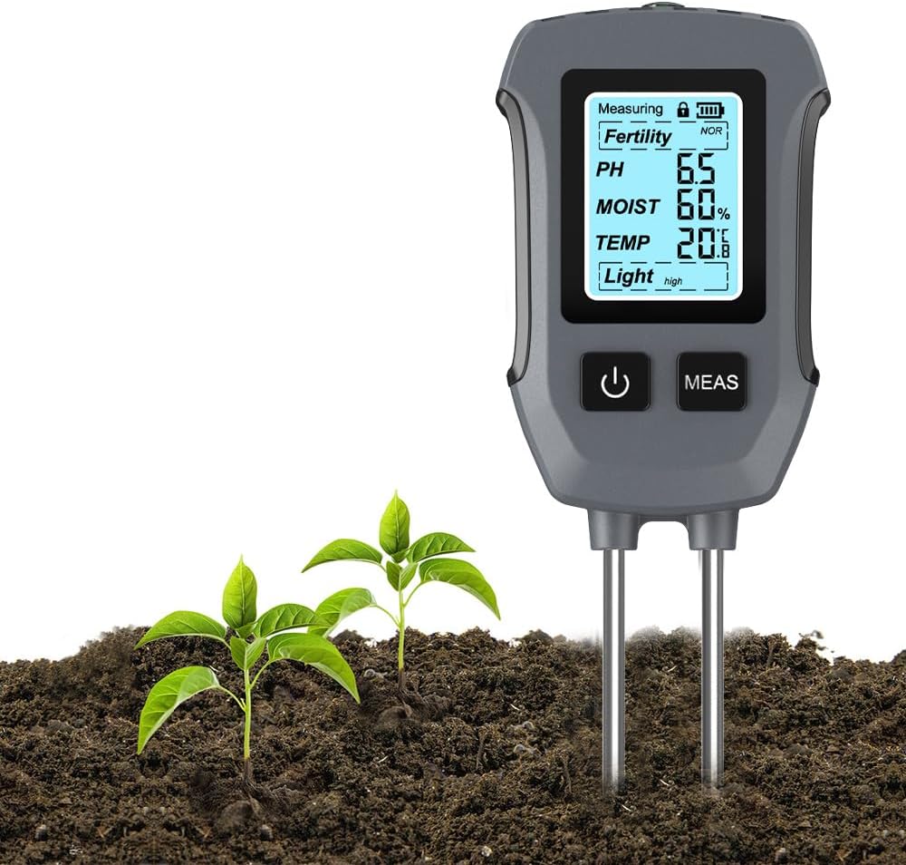 Sgs13 Bodenfeuchtigkeitsmesser Für Pflanzen, 5-in-1 Bodenmessgerät Für Fruchtbarkeit, Ph-wert, Lichtintensität, Temperatur, Bodenfeuchtigkeit, Hygrometer Für Garten Und Rasen