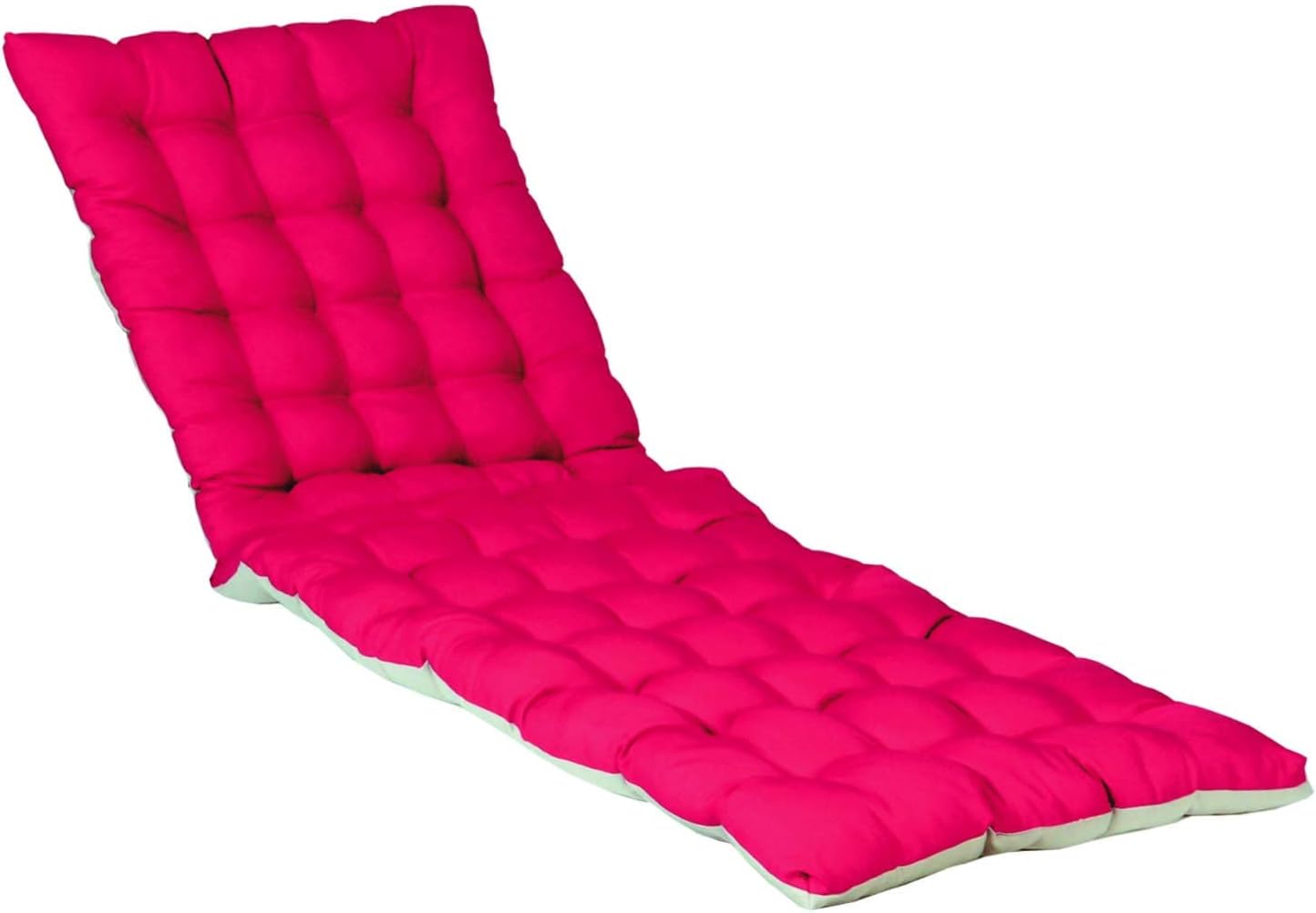 Zweifarbiges, Gestepptes Kissen Für Sonnenliegen Und Deckstühle Aus Wasserabweisendem Stoff, 180 X 50 Cm, 4 Varianten, Himbeere/beige