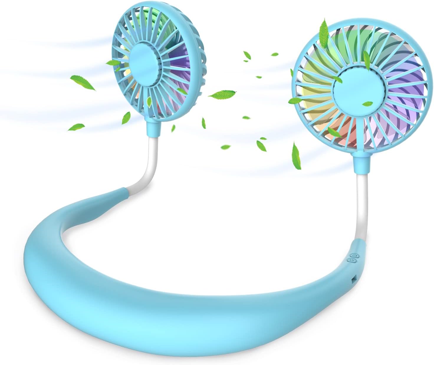 Nackenventilator, Tragbarer Ventilator, Doppelkopf-luftkühler Mit 3 Geschwindigkeitsstufen, Blau