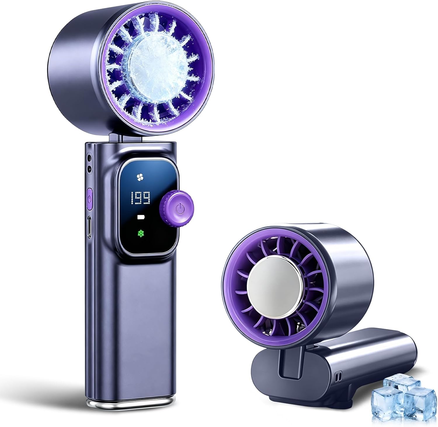 Tragbarer Turboventilator – 199 Geschwindigkeitsstufen & 14-stunden-nebelfunktion – Mini-akku (4000 Mah) – Ideal Für Reisen Und Büro – Weiß