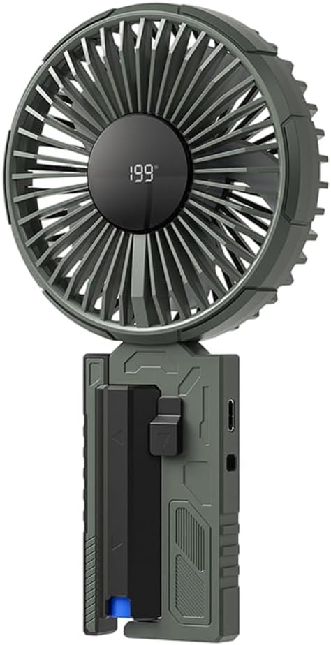 Tragbarer Ventilator – 10 Geschwindigkeitsstufen, 1800-mah-akku – Ideal Für Strand, Led-anzeige, Usb-c-ladeanschluss – Für Büro Und Outdoor-aktivitäten – Grau