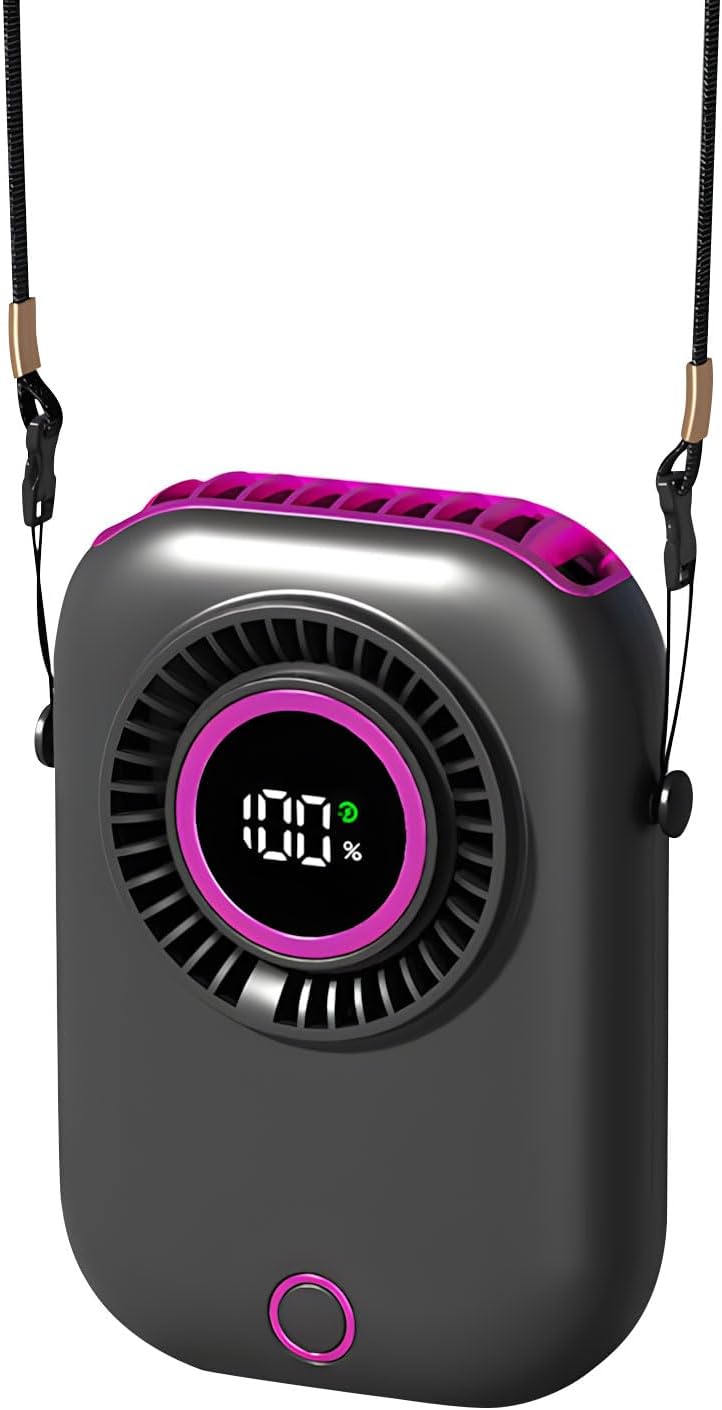 Mini-ventilator, Tragbar, 8000-mah-akku, Tragegurt Für Hals Und Hüfte, Leiser Motor, 5 Geschwindigkeitsstufen, Ideal Für Unterwegs Und Im Büro, Grau