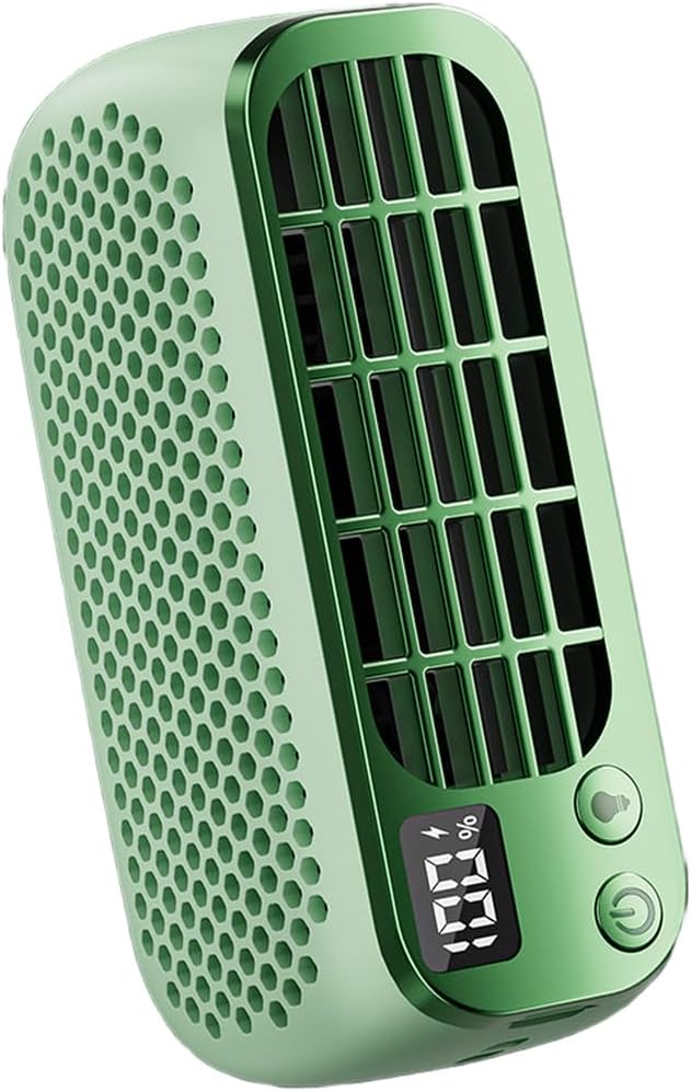 Tragbarer Usb-ventilator Mit Nachtlicht – Doppelmotor, 5 Geschwindigkeitsstufen, Leiser Betrieb – Ideal Für Reisen Und Büro – Grün