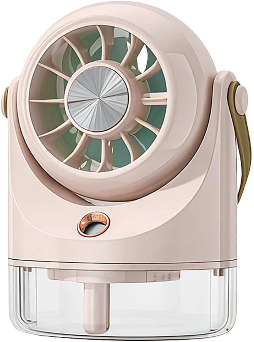 Mini-tischventilator – Erfrischung Im Sommer – Usb-nebelventilator Mit Einstellbaren Geschwindigkeiten – Für Drinnen Und Draußen – Hellrosa