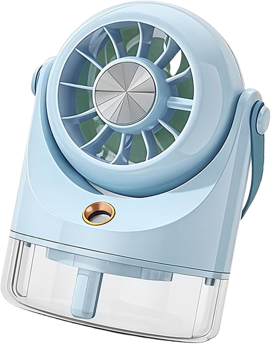 Mini-tischventilator – Sommerkühlung – Usb-anschluss – Nebelfunktion Mit Einstellbarer Geschwindigkeit – Für Drinnen Und Draußen – Hellblau
