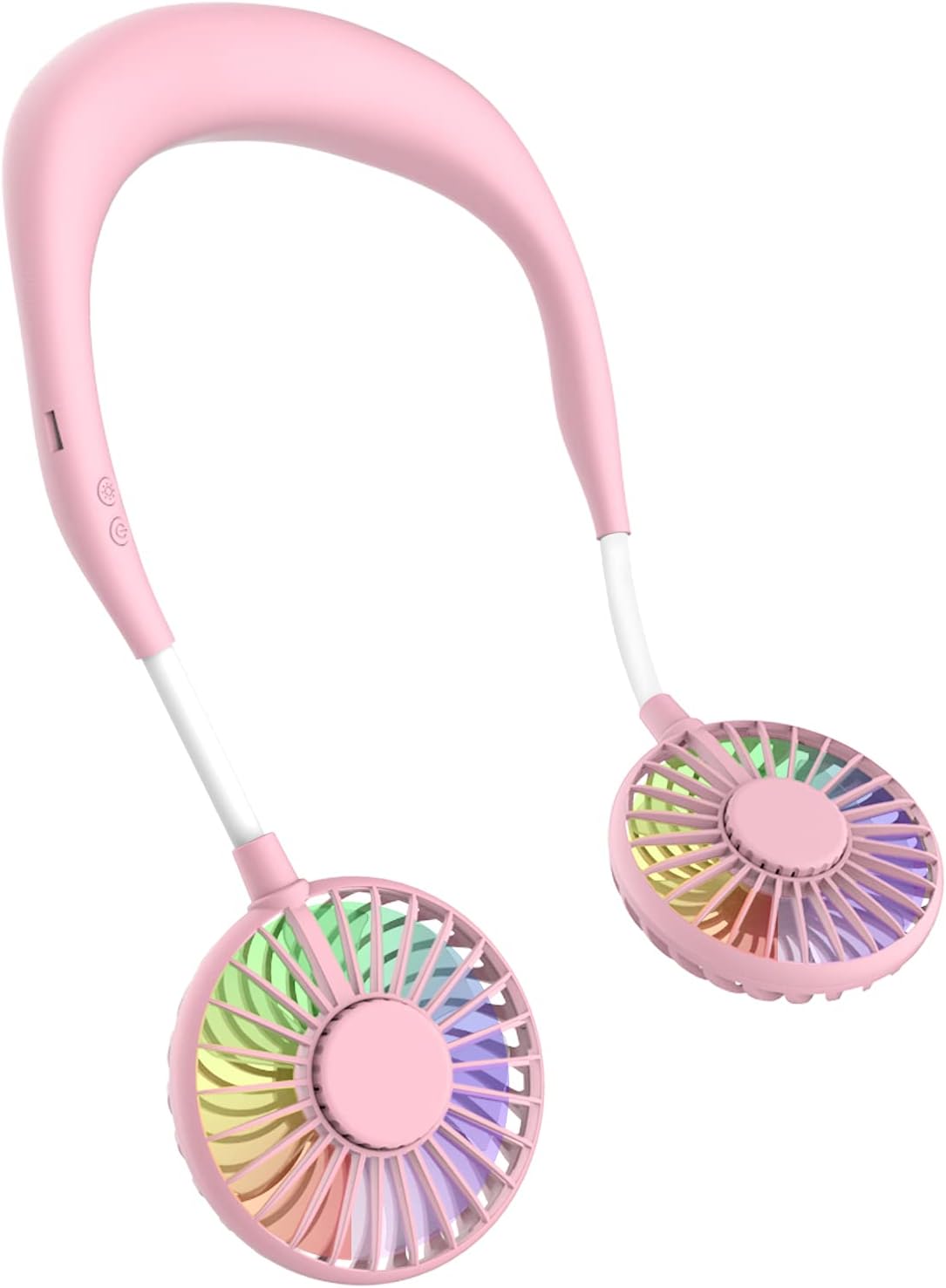 Nackenventilator, Tragbarer Ventilator, Doppelkopf-luftkühler Mit 3 Geschwindigkeitsstufen, Rosa
