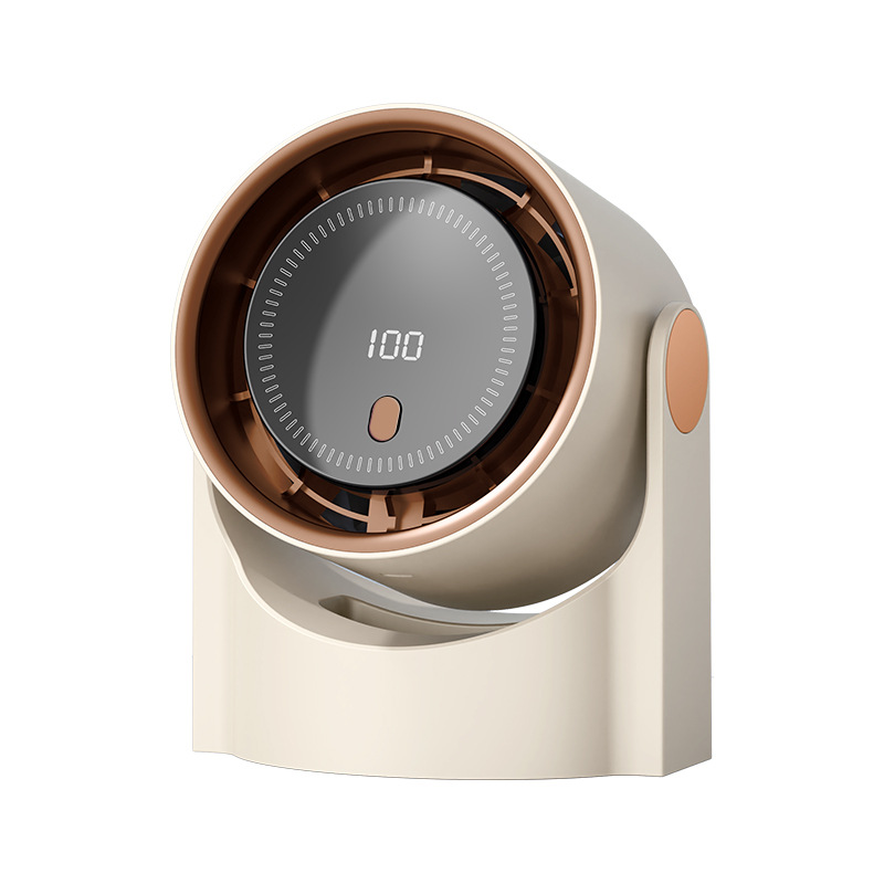 Rotorblattloser Tischventilator – 100 Geschwindigkeitsstufen Usb-aufladbar Digitalanzeige Modernes, Cremeweißes Design Leichtes Abs