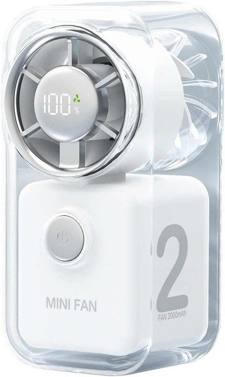 Tragbarer Ventilator – Mini-ventilator Mit 2000 Mah, 5 Geschwindigkeitsstufen, Usb-c-anschluss – Leise, Led-anzeige, Faltbar – Ideal Für Reisen, Camping Und Strand
