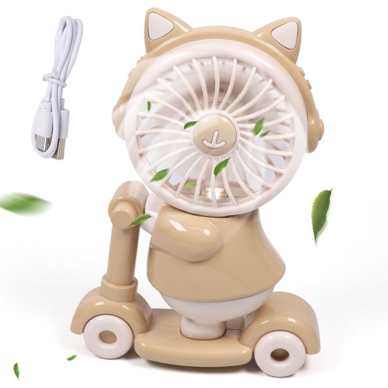 Mini-ventilator Mit Integriertem Anspitzer – 2 Geschwindigkeitsstufen, Usb-aufladbar – Leise Für Büro, Reisen Und Outdoor-aktivitäten