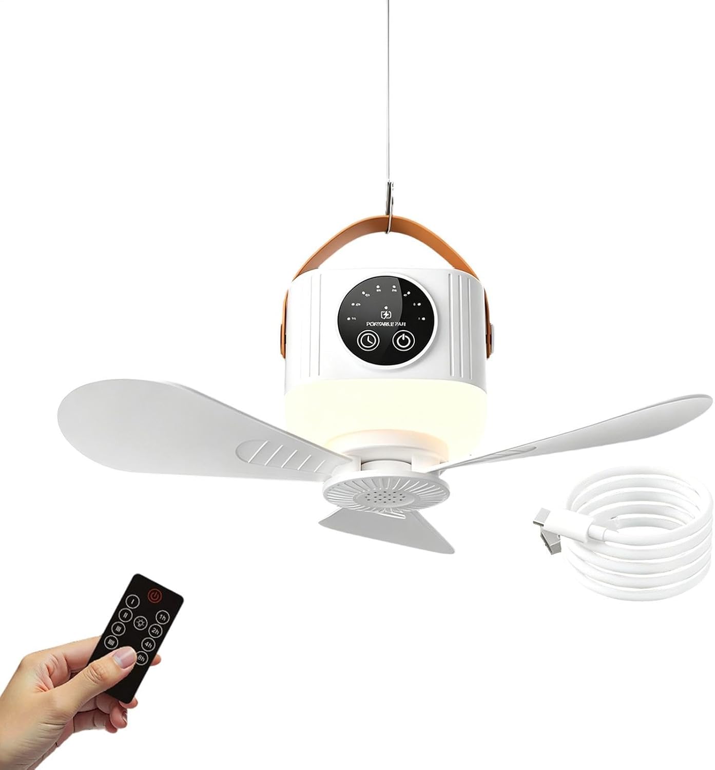 Deckenventilator, 4 Geschwindigkeitsstufen, 7200-mah-akku Mit Licht Und Fernbedienung – Akkubetriebener Deckenventilator Für Zuhause Und Camping