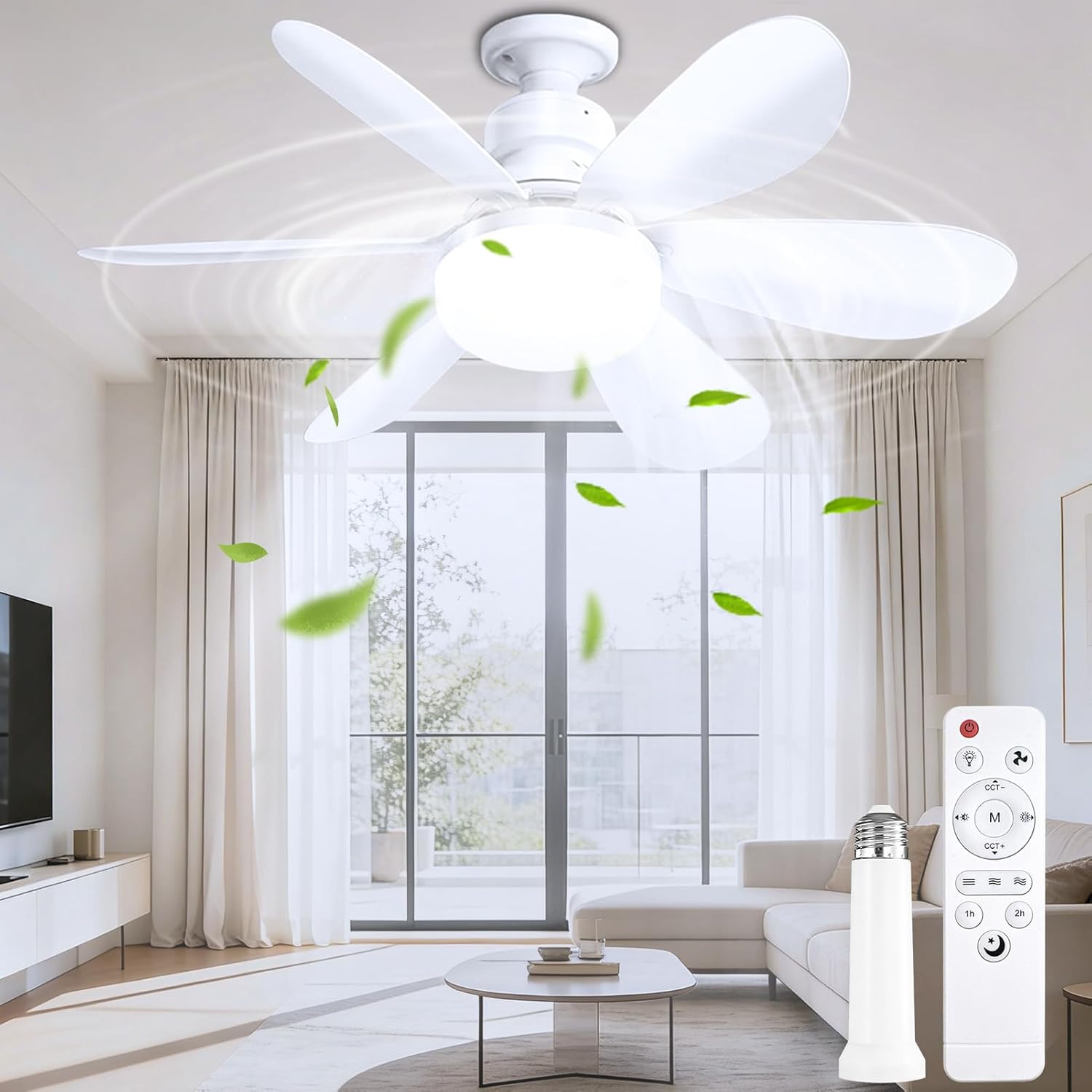 Deckenventilator Mit Licht Und Fernbedienung, 3 Geschwindigkeitsstufen, 50 Cm Led-beleuchtung Mit Not-aus-funktion, Timer, Dimmbar 3000k-6500k, Leiser Betrieb, Ideal Für Wohnzimmer Oder Schlafzimmer