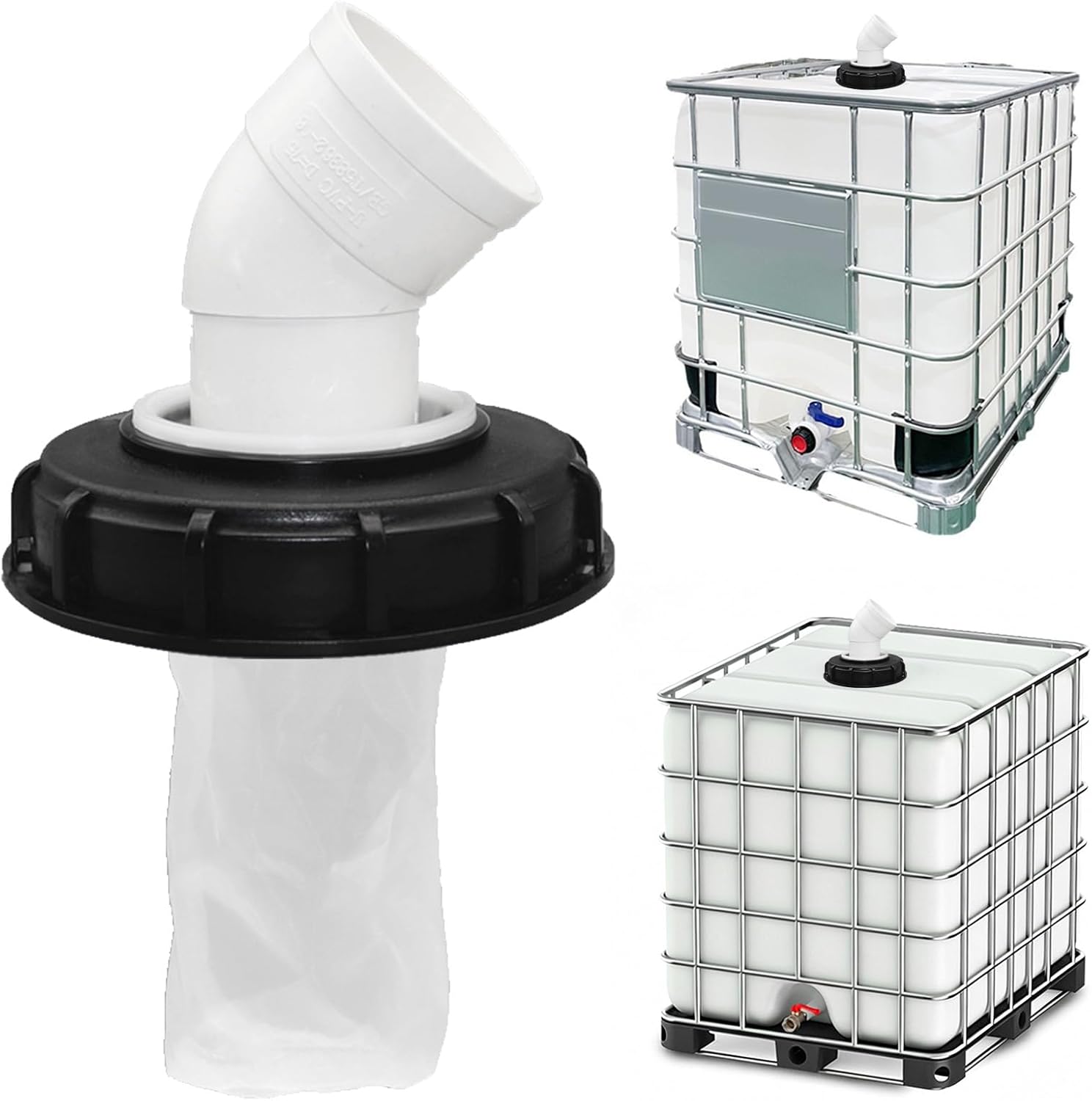 Ibc-deckelfilter, 45°-ibc-deckelfilter, Ibc-deckelfilter Mit Waschbarem Nylonfilter, Gerade Mit Filtern, Tankzubehör, Für Ibc-regenwassertanks