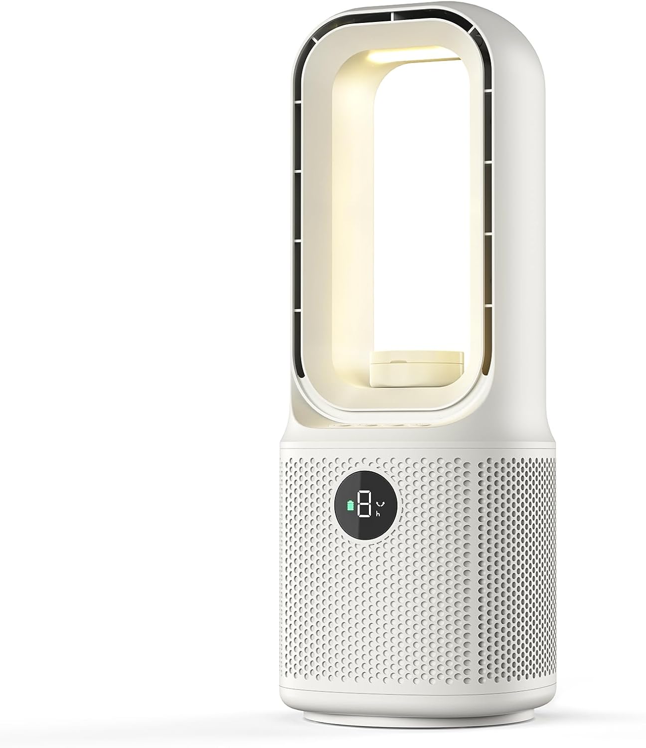 13-zoll-ventilator Ohne Rotorblätter, 6 Geschwindigkeitsstufen, 60°-drehung, Dimmbares Dreifarbiges Led-nachtlicht Und Timer, Extrem Leiser Betrieb, Für Schlafzimmer Und Heimbüros