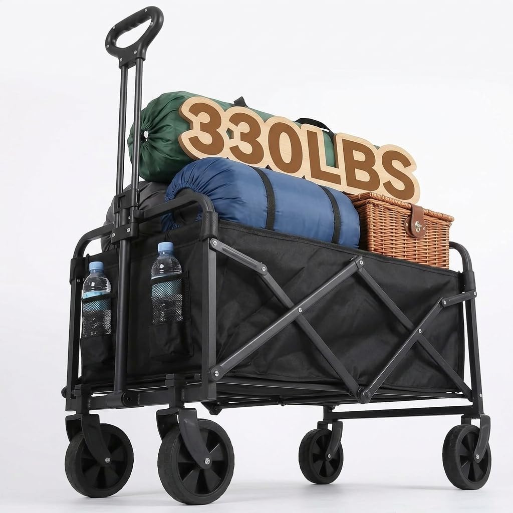Faltbarer Transportwagen Mit 100 Litern Volumen, Leisen Rädern Und Einer Tragkraft Von 150 Kg (330 Lbs) Für Garten, Camping, Einkaufen Und Picknicks Faltbarer Transportwagen Mit Stabilen Rädern