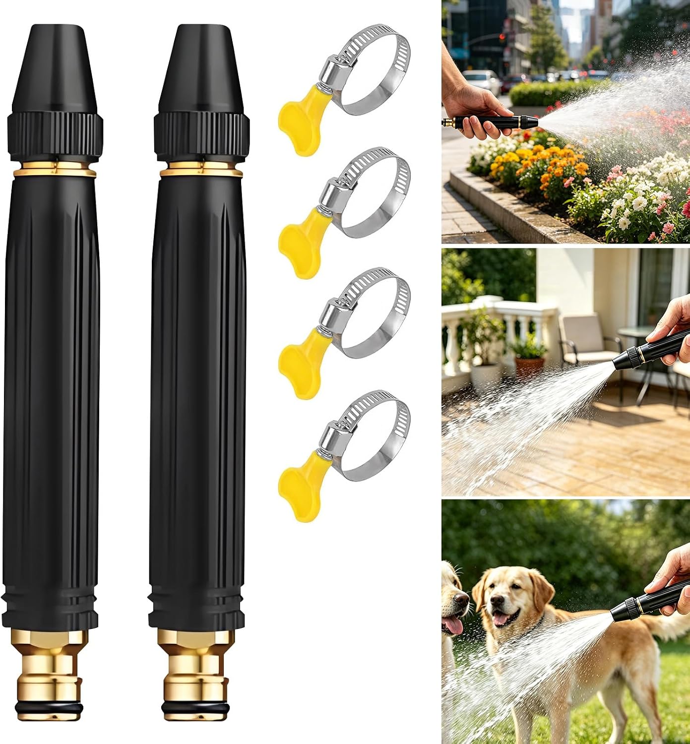 Hochdruck-bewässerungsdüsenaufsatz Robuster, Verstellbarer Handsprühaufsatz Hochdruckdüse Für Gartenschläuche Für Rasen, Garten, Bewässerung Und Reinigung (2er-pack)