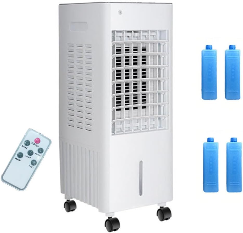 4-in-1 Mobiler Luftkühler Mit Fernbedienung, Tragbare Klimaanlage Ohne Abluft, 12-liter-wassertank, Ventilator, Ionisator, Luftbefeuchter, Luftreiniger, 7,5-stunden-timer (fernbedienung) [energieklass