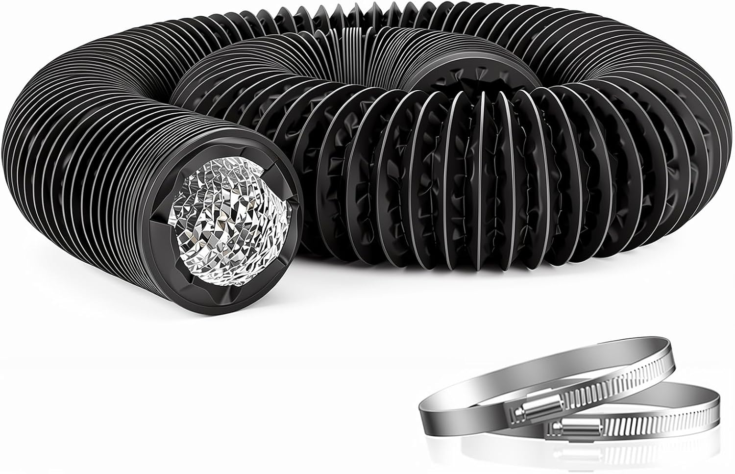80-mm-vmc-rohr, 6 M Abluftschlauch Für Wäschetrockner, Flexibler Pvc-heizschlauch, Aluminium-lüftungsrohr Mit 2 Stahlschellen