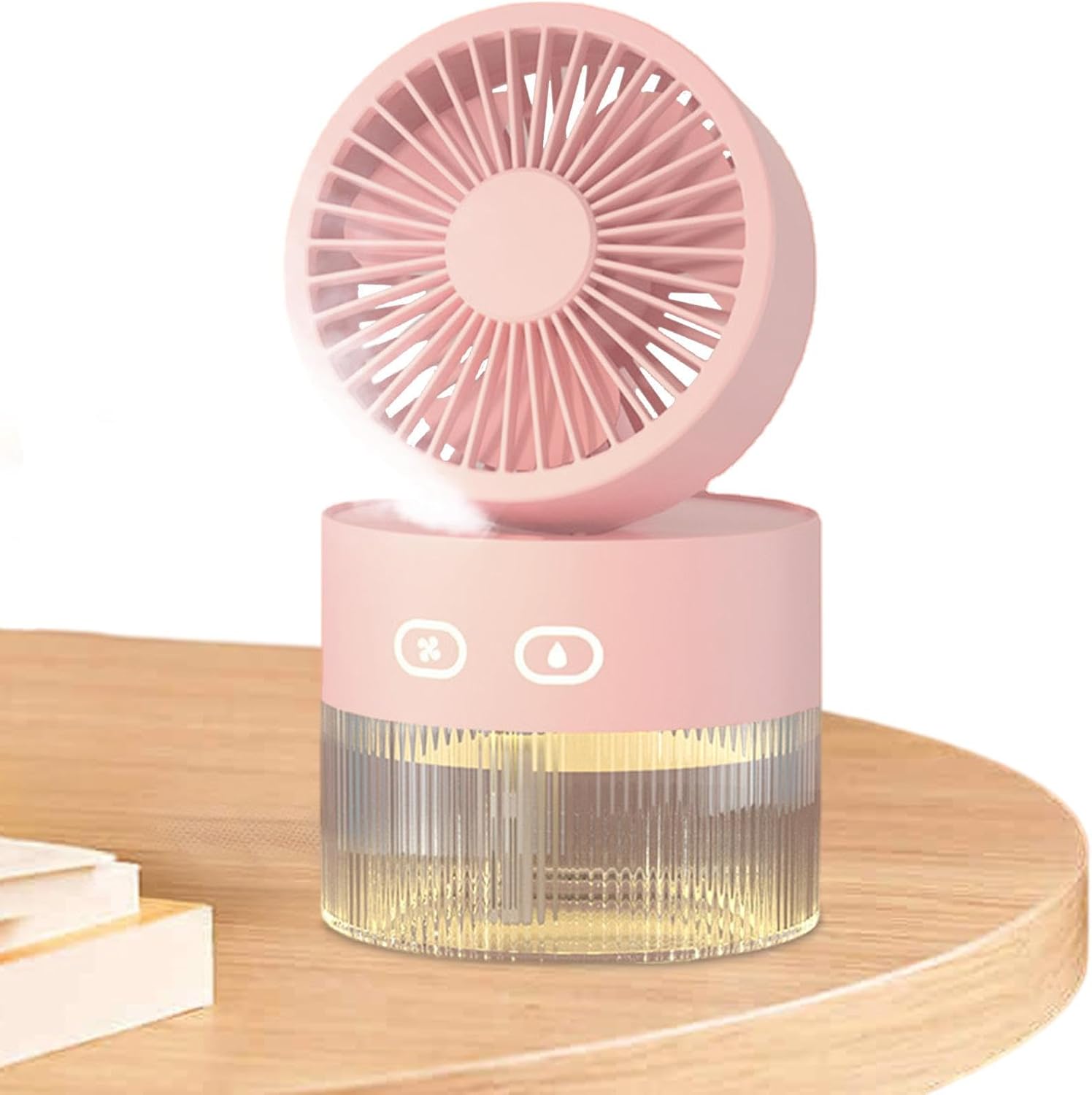Tragbare Klimaanlage Ohne Abluft, Mit Sprühfunktion, Faltbar, Leise (30 Db), 1500-mah-akku, Für Drinnen Und Draußen, Pink